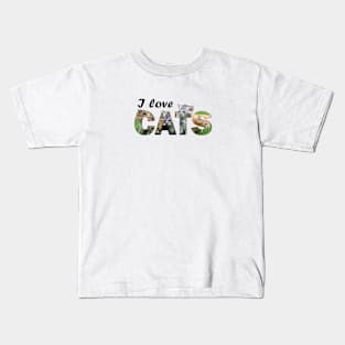 I love cats - kittens oil painting word art Kids T-Shirt